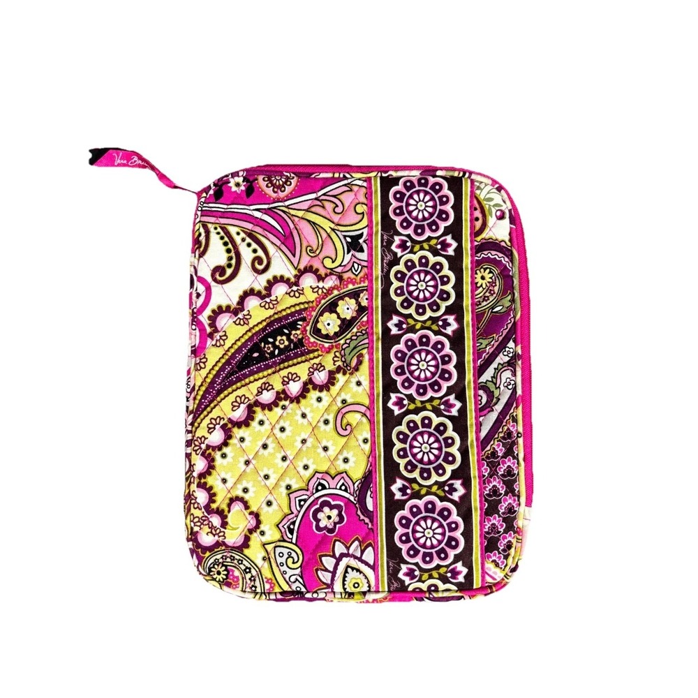 Vera Bradley Tablet Laptop Sleeve Women's Pink Very Berry Paisley Puffer Zipper